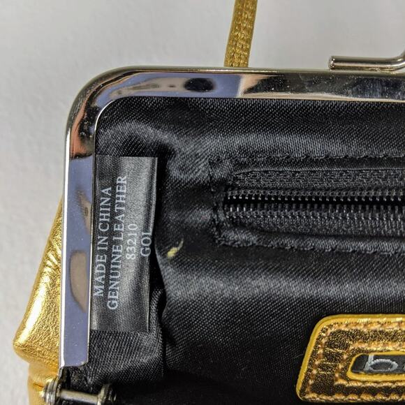 Bebe Gold Leather Mini Bag Rhinestones and Bow - Picture 6 of 9